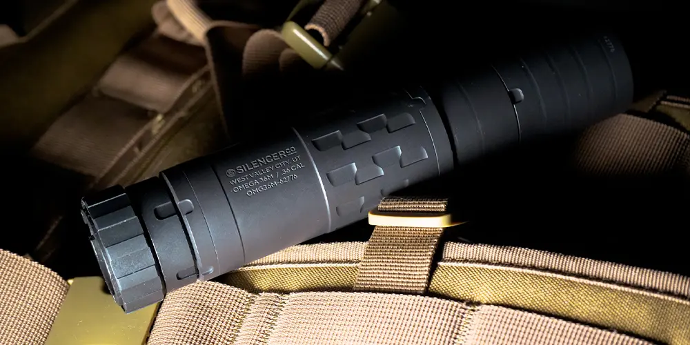 A SilencerCo Omega 36M suppressor